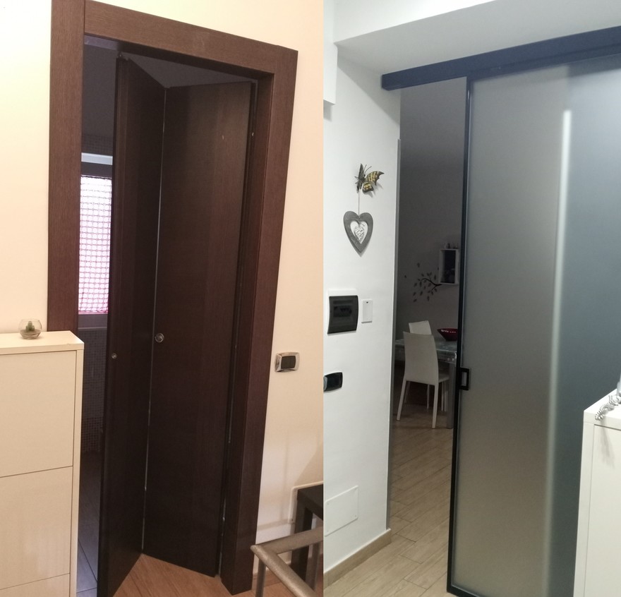 porta a soffietto e porta scorrevole