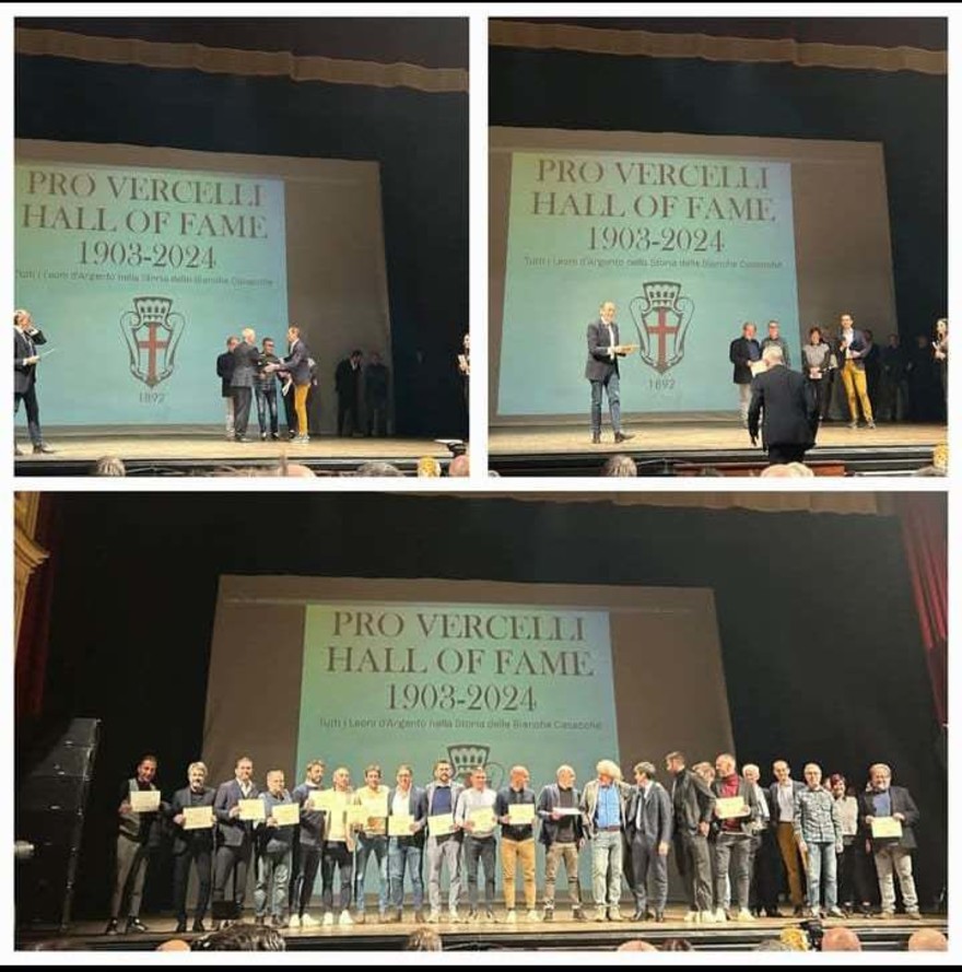 Alessandro Ranellucci premiato nella Hall of Fame della Pro Vercelli per la stagione 2011-2012